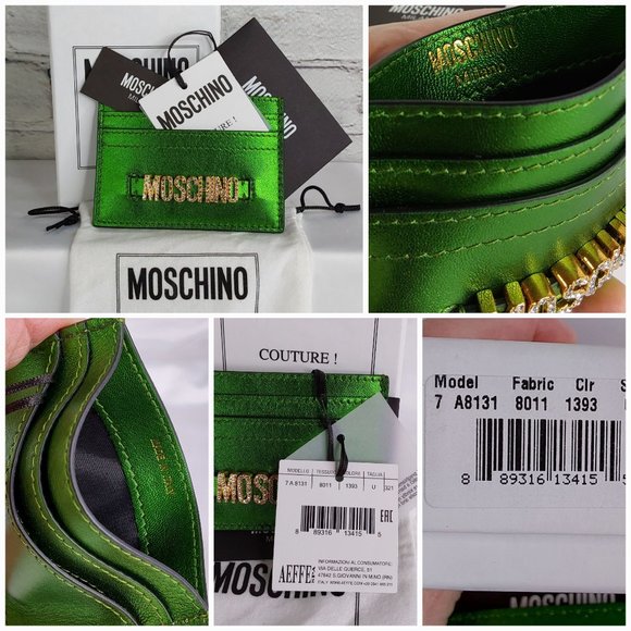 'MOSCHINO' LEATHER 'CASINO KRYSTAL' RAISED BLING LOGO FRONT FOILED CARD CASE - Picture 12 of 16